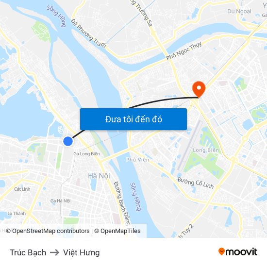 Trúc Bạch to Việt Hưng map
