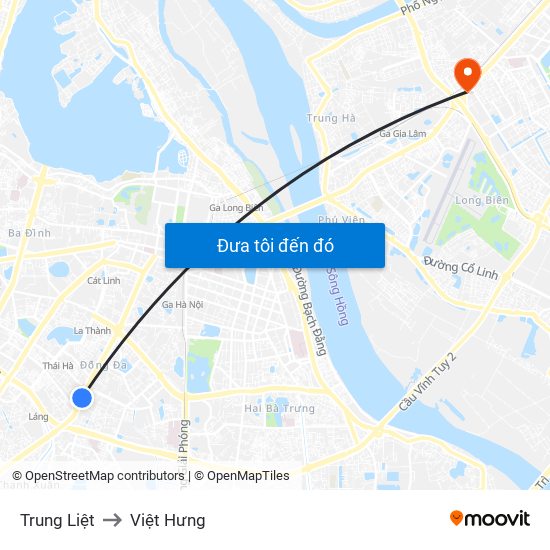 Trung Liệt to Việt Hưng map