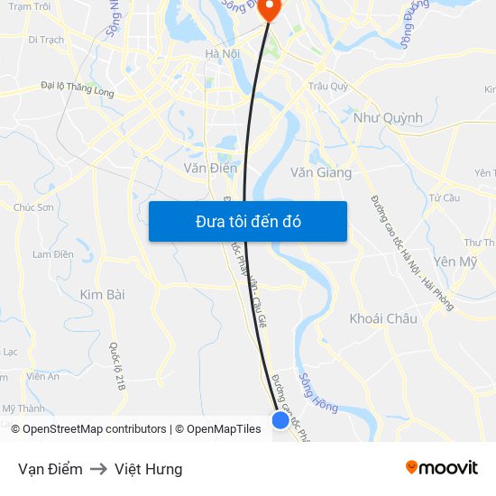 Vạn Điểm to Việt Hưng map