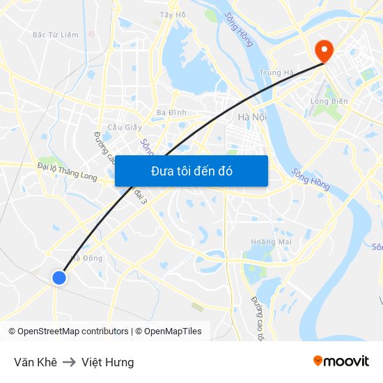 Văn Khê to Việt Hưng map
