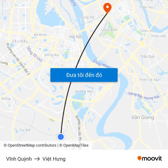Vĩnh Quỳnh to Việt Hưng map