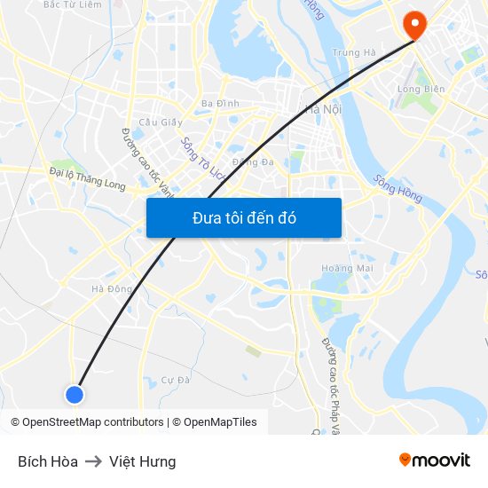 Bích Hòa to Việt Hưng map