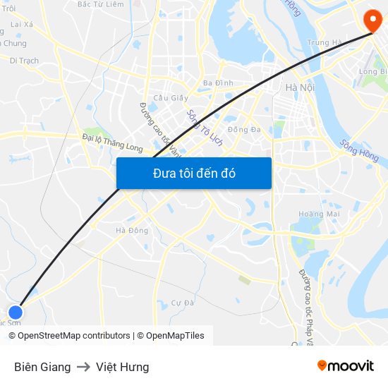 Biên Giang to Việt Hưng map