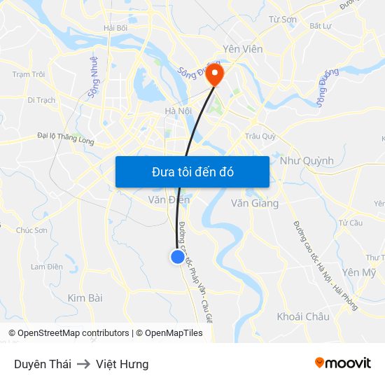 Duyên Thái to Việt Hưng map