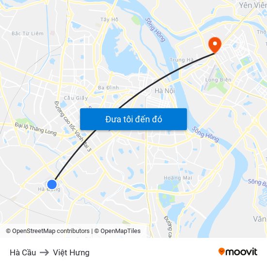 Hà Cầu to Việt Hưng map