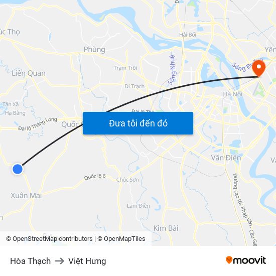 Hòa Thạch to Việt Hưng map