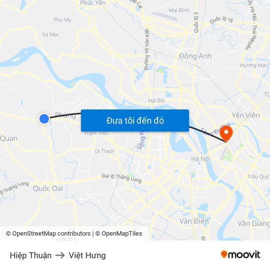 Hiệp Thuận to Việt Hưng map