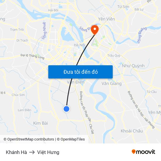 Khánh Hà to Việt Hưng map