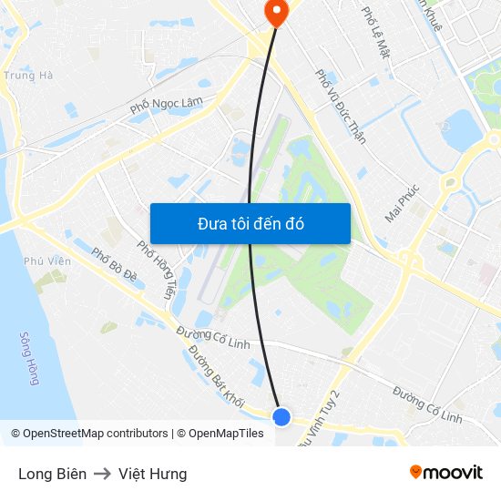 Long Biên to Việt Hưng map