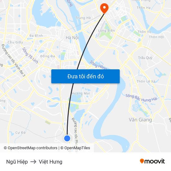 Ngũ Hiệp to Việt Hưng map