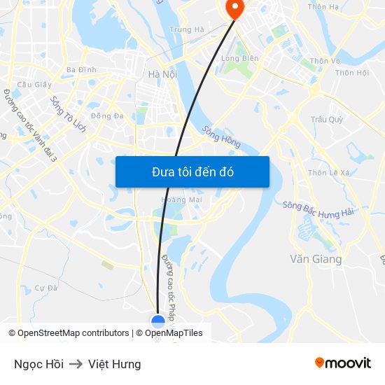 Ngọc Hồi to Việt Hưng map
