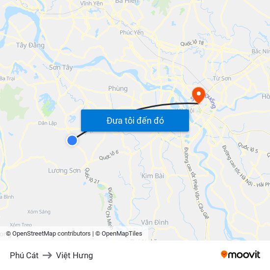 Phú Cát to Việt Hưng map