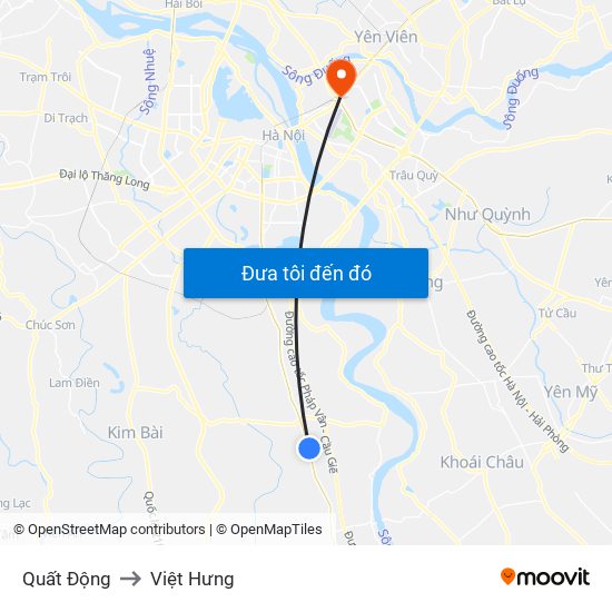Quất Động to Việt Hưng map