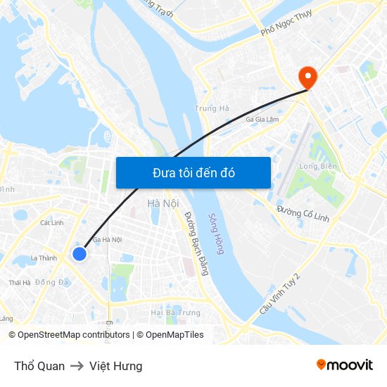 Thổ Quan to Việt Hưng map