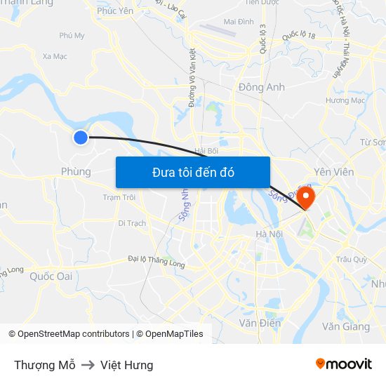 Thượng Mỗ to Việt Hưng map