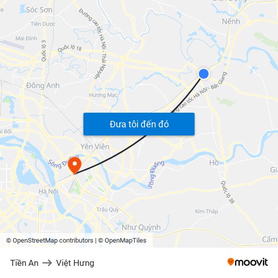 Tiền An to Việt Hưng map