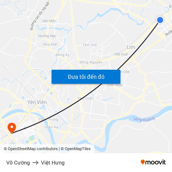 Võ Cường to Việt Hưng map
