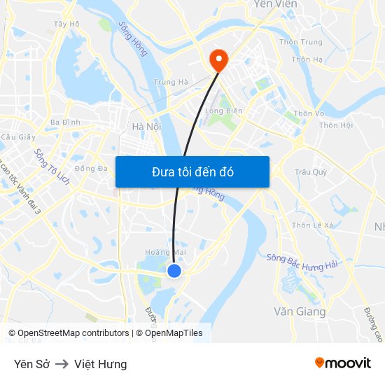 Yên Sở to Việt Hưng map