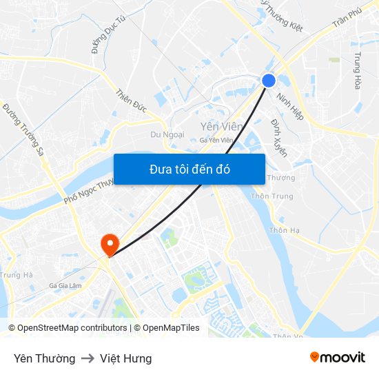 Yên Thường to Việt Hưng map
