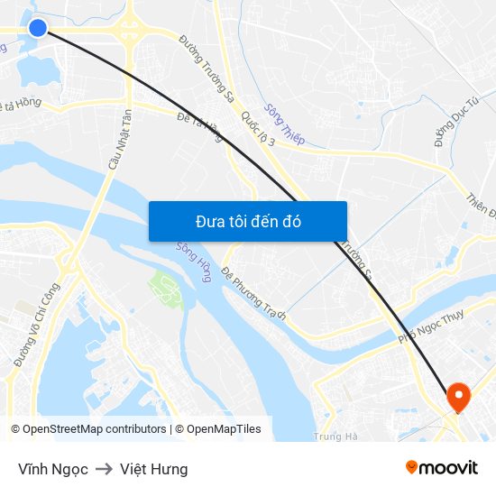 Vĩnh Ngọc to Việt Hưng map