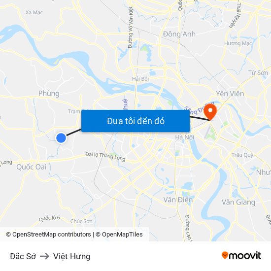 Đắc Sở to Việt Hưng map