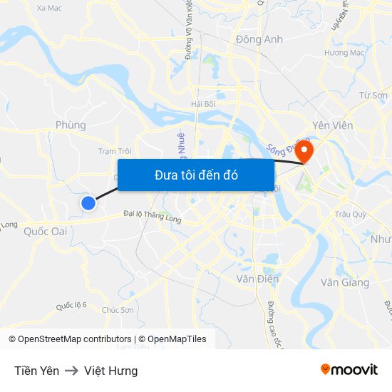 Tiền Yên to Việt Hưng map