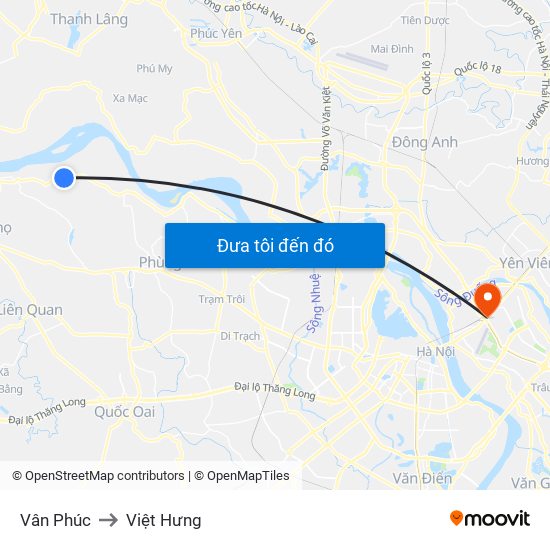 Vân Phúc to Việt Hưng map