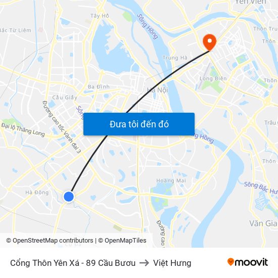 Cổng Thôn Yên Xá - 89 Cầu Bươu to Việt Hưng map