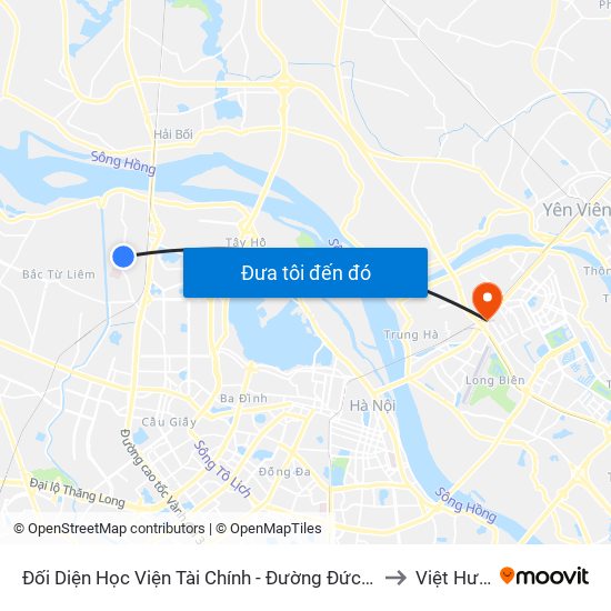 Đối Diện Học Viện Tài Chính - Đường Đức Thắng to Việt Hưng map