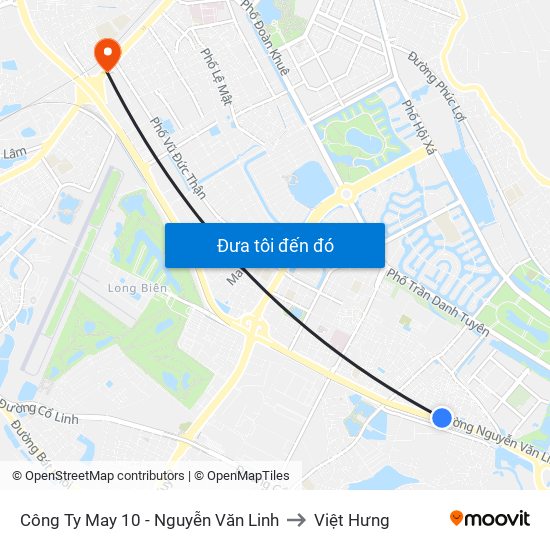 Công Ty May 10 - Nguyễn Văn Linh to Việt Hưng map