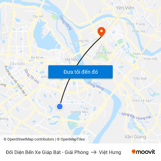 Đối Diện Bến Xe Giáp Bát - Giải Phóng to Việt Hưng map