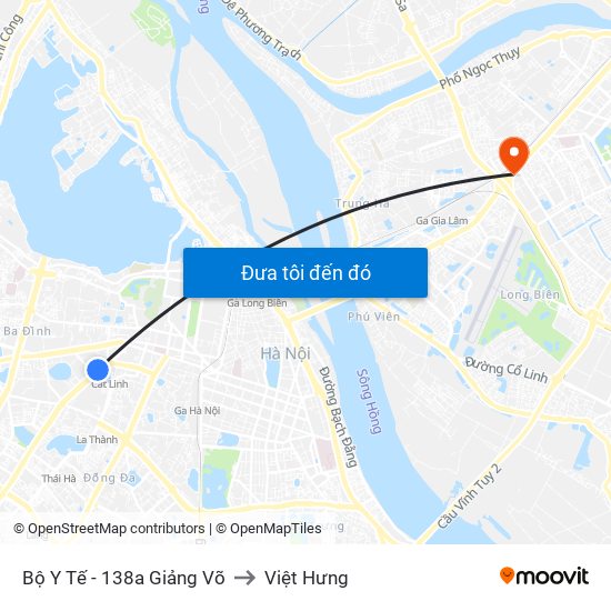 Bộ Y Tế - 138a Giảng Võ to Việt Hưng map