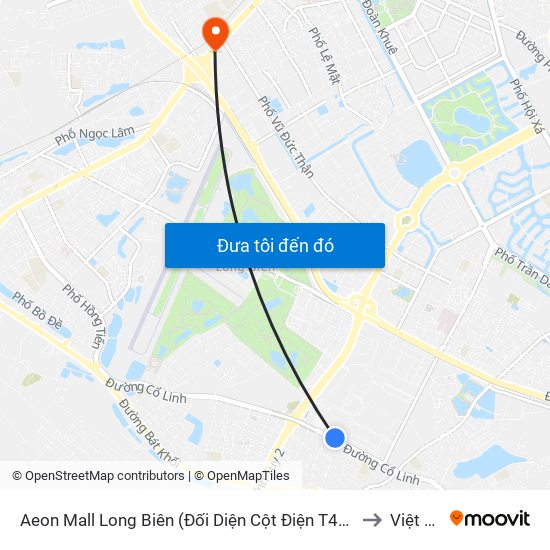 Aeon Mall Long Biên (Đối Diện Cột Điện T4a/2a-B Đường Cổ Linh) to Việt Hưng map