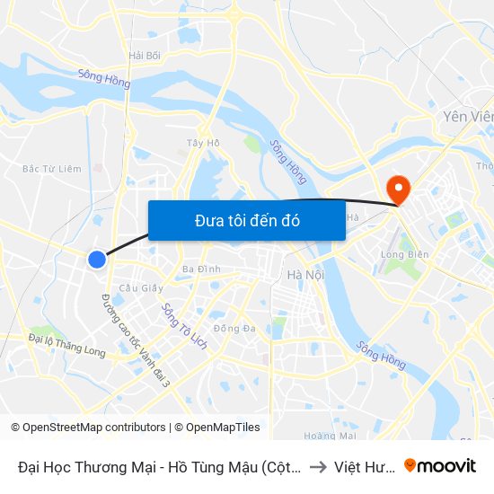 Đại Học Thương Mại - Hồ Tùng Mậu (Cột Sau) to Việt Hưng map