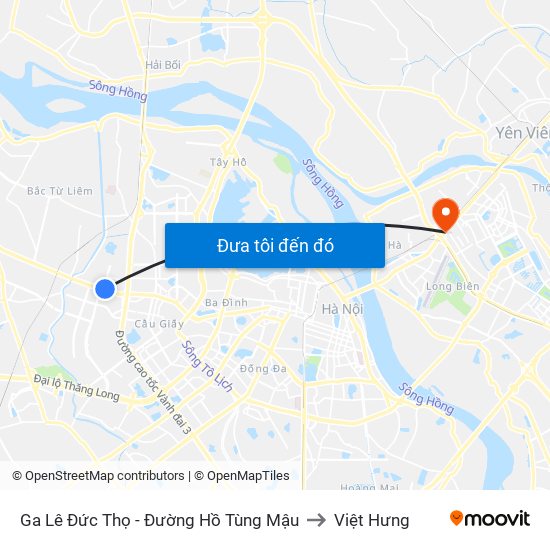Ga Lê Đức Thọ - Đường Hồ Tùng Mậu to Việt Hưng map