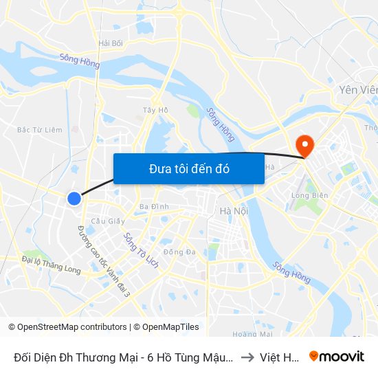 Đối Diện Đh Thương Mại - 6 Hồ Tùng Mậu (Cột Sau) to Việt Hưng map