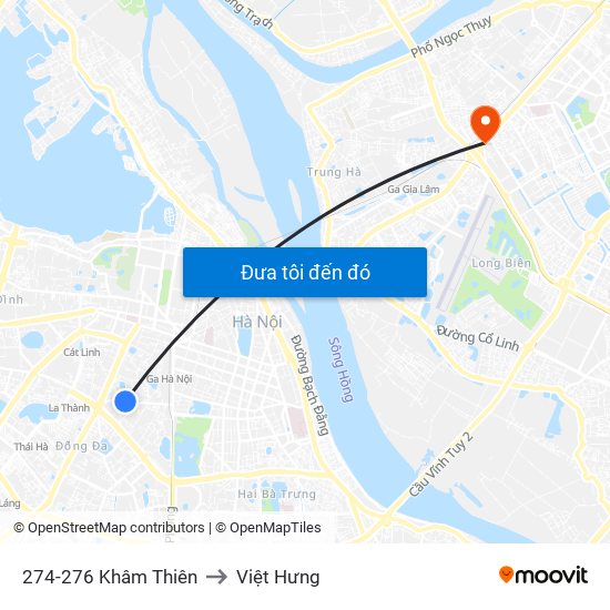 274-276 Khâm Thiên to Việt Hưng map
