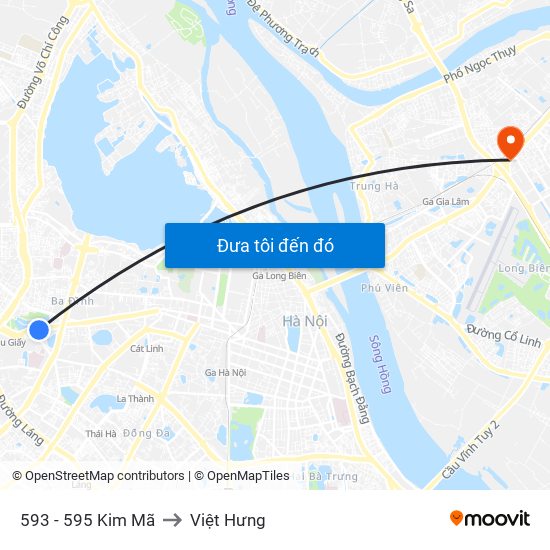 593 - 595 Kim Mã to Việt Hưng map