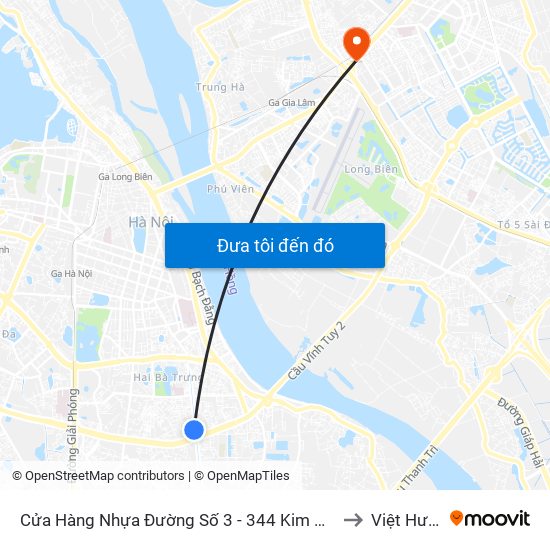 Cửa Hàng Nhựa Đường Số 3 - 344 Kim Ngưu to Việt Hưng map