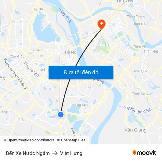 Bến Xe Nước Ngầm to Việt Hưng map