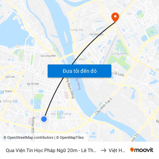 Qua Viện Tin Học Pháp Ngữ 20m - Lê Thanh Nghị to Việt Hưng map