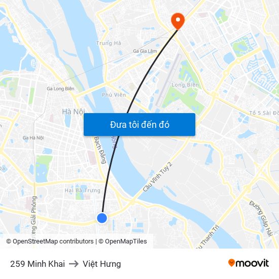 259 Minh Khai to Việt Hưng map