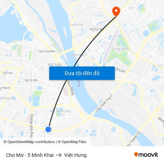 Chợ Mơ - 5 Minh Khai to Việt Hưng map