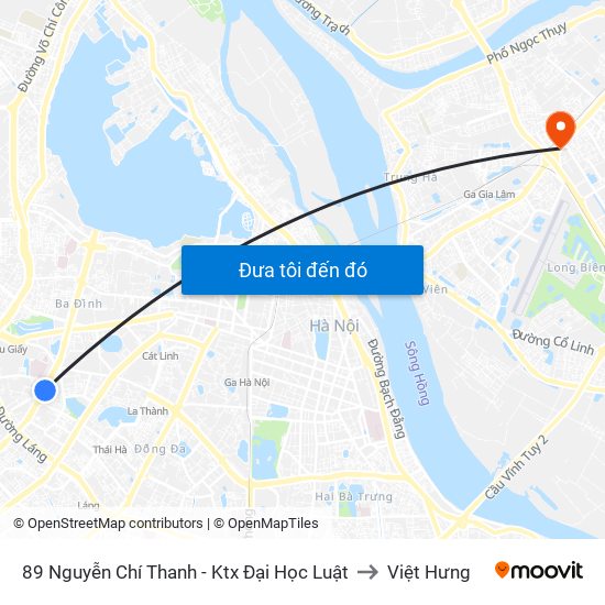 89 Nguyễn Chí Thanh - Ktx Đại Học Luật to Việt Hưng map