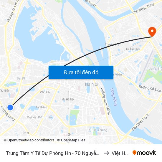 Trung Tâm Y Tế Dự Phòng Hn - 70 Nguyễn Chí Thanh to Việt Hưng map