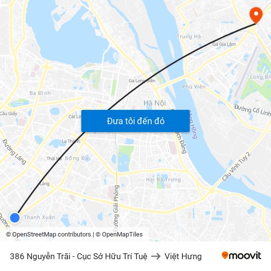 386 Nguyễn Trãi - Cục Sở Hữu Trí Tuệ to Việt Hưng map