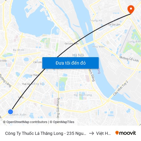 Công Ty Thuốc Lá Thăng Long - 235 Nguyễn Trãi to Việt Hưng map