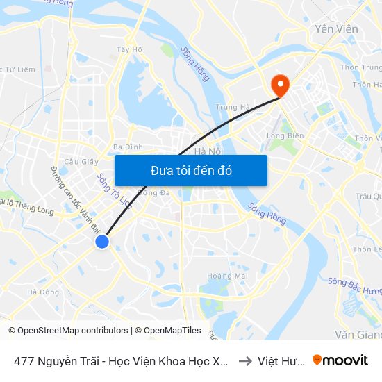 477 Nguyễn Trãi - Học Viện Khoa Học Xã Hội to Việt Hưng map
