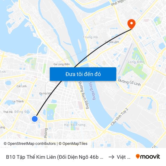 B10 Tập Thể Kim Liên (Đối Diện Ngõ 46b Phạm Ngọc Thạch) to Việt Hưng map