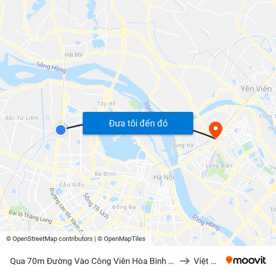 Qua 70m Đường Vào Công Viên Hòa Bình - Phạm Văn Đồng to Việt Hưng map